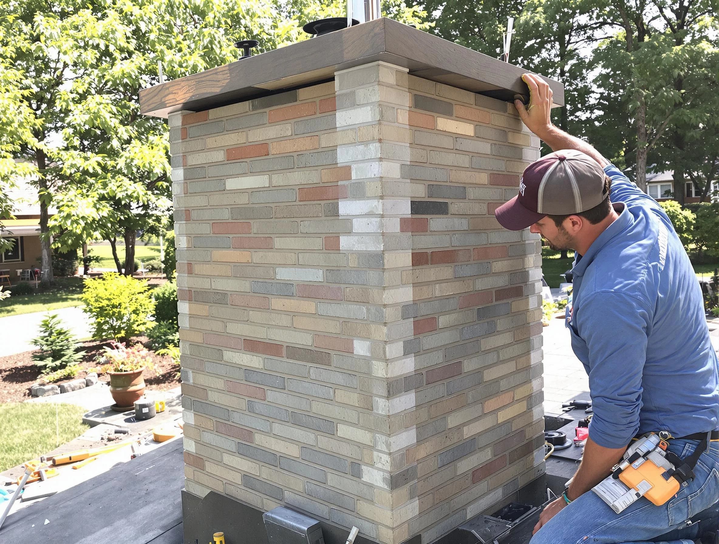 Noble Chimney Sweep completing a modern chimney remodel in Noble, OK