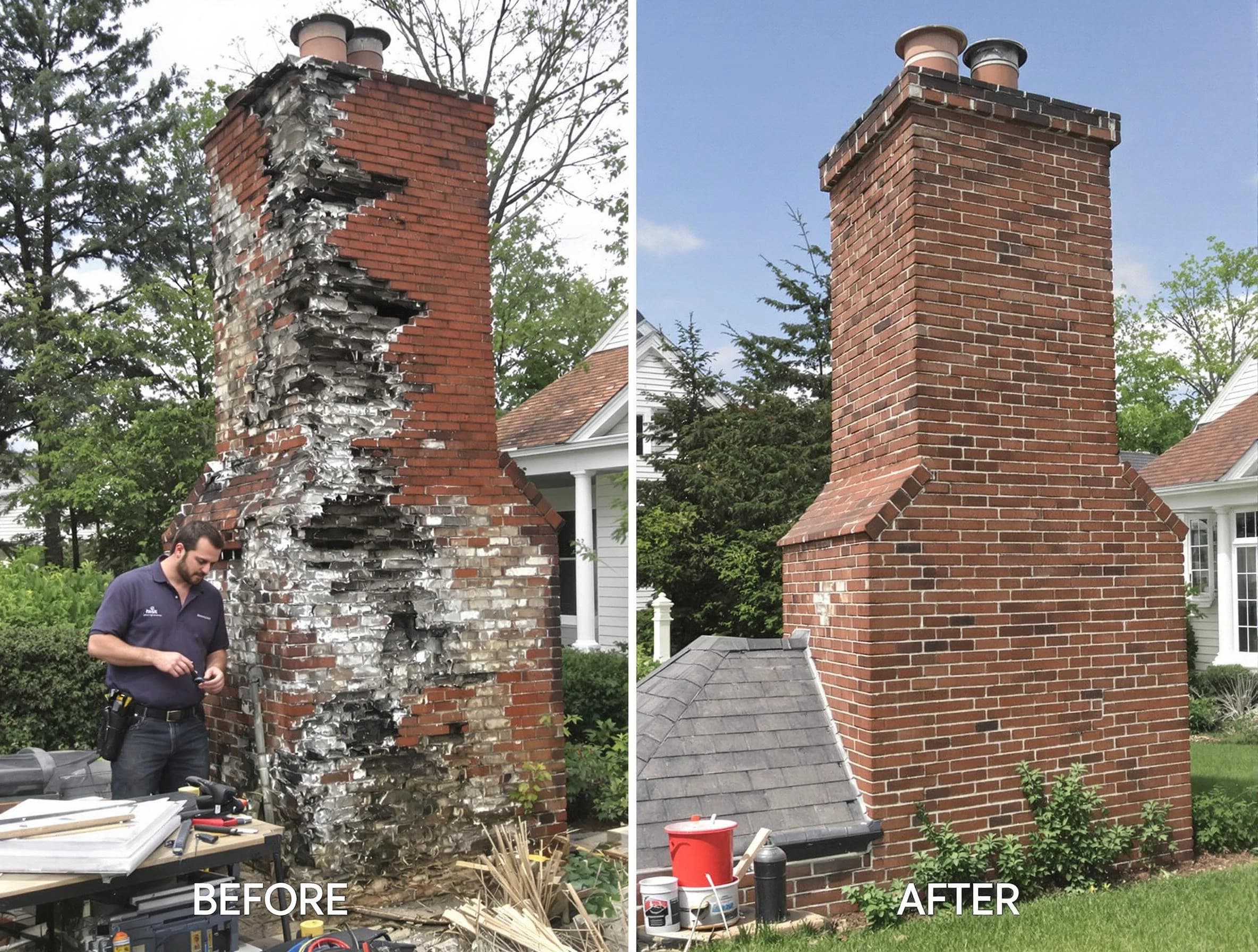 Noble Chimney Sweep performing a full chimney restoration in Noble, OK
