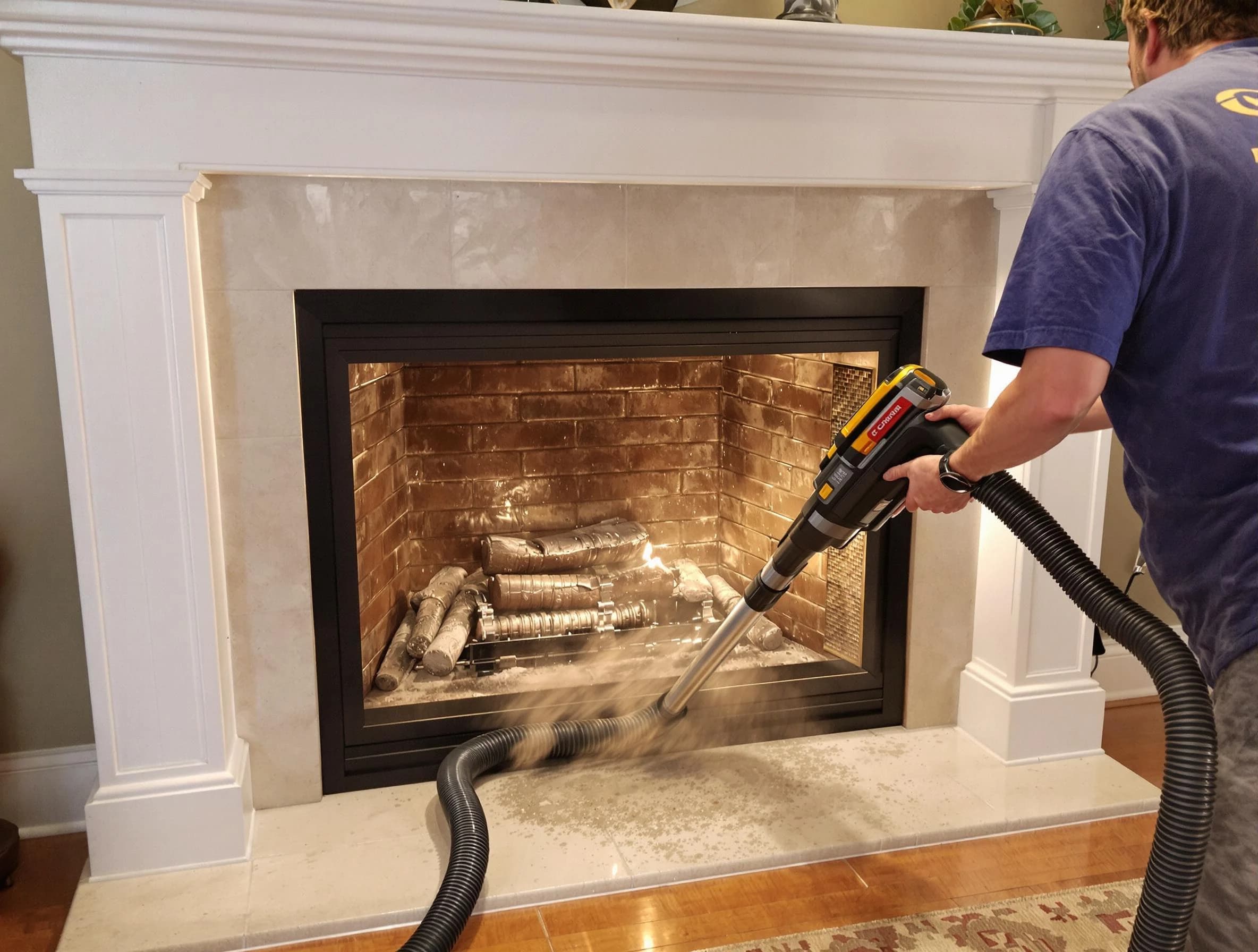Fireplace cleaning performed by Noble Chimney Sweep in Noble, OK