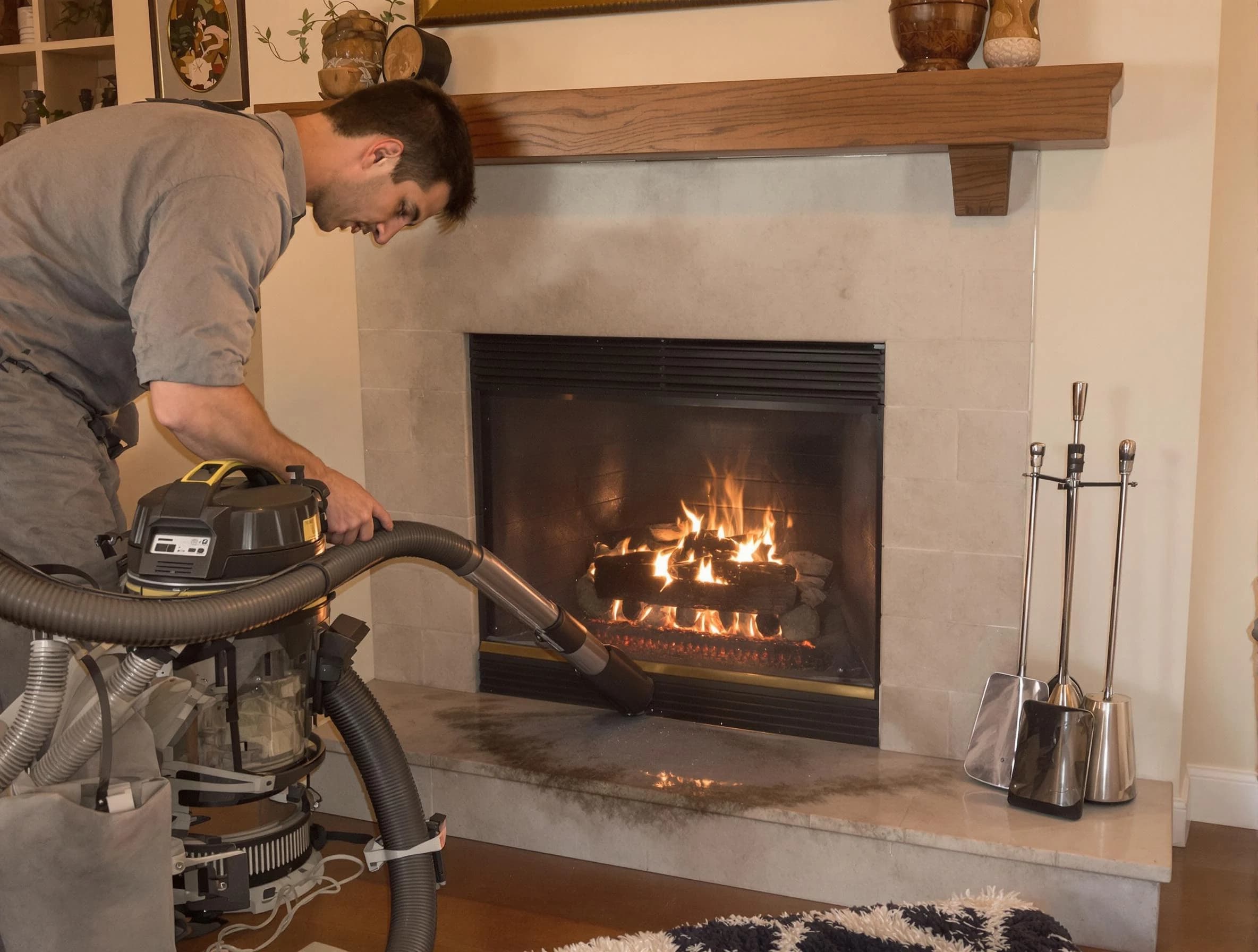 Routine fireplace upkeep by Noble Chimney Sweep in Noble, OK