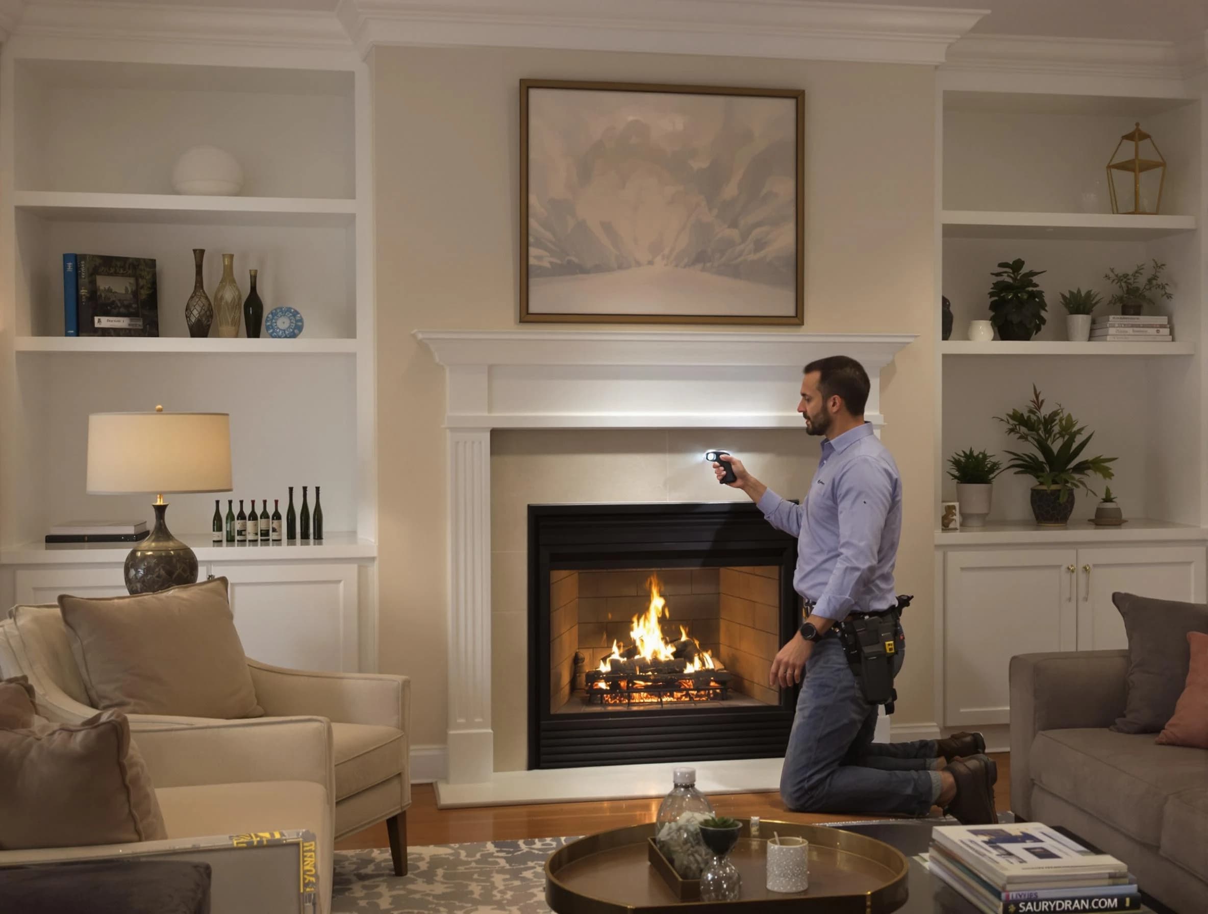 Noble Chimney Sweep conducting a fireplace safety inspection in Noble, OK